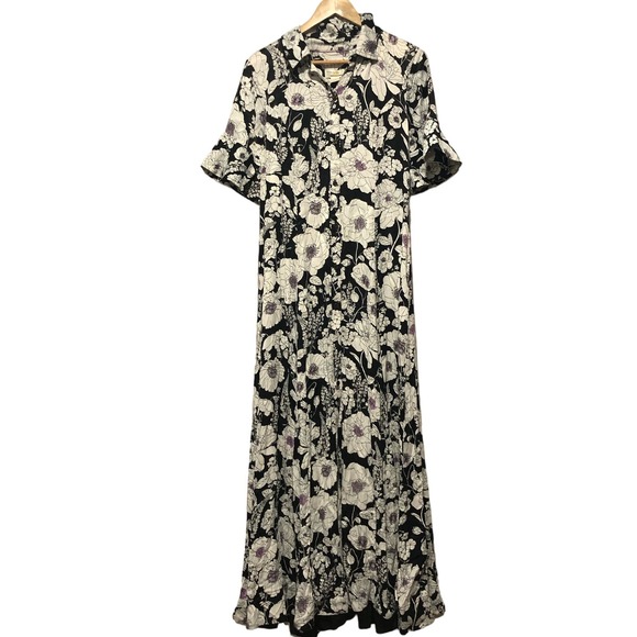 Anthropologie Black and White Floral Maxi Dress - Picture 3 of 9